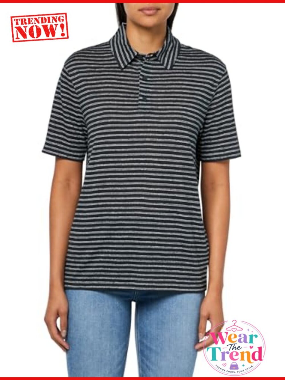 100% Cotton Short Sleeve Polo Shirt Regular Fit Striped Pullover